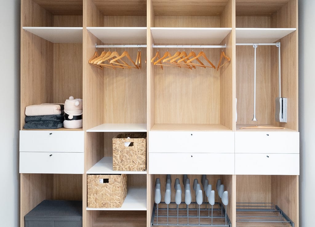 Renovated wardrobe with modern features and increased storage capacity