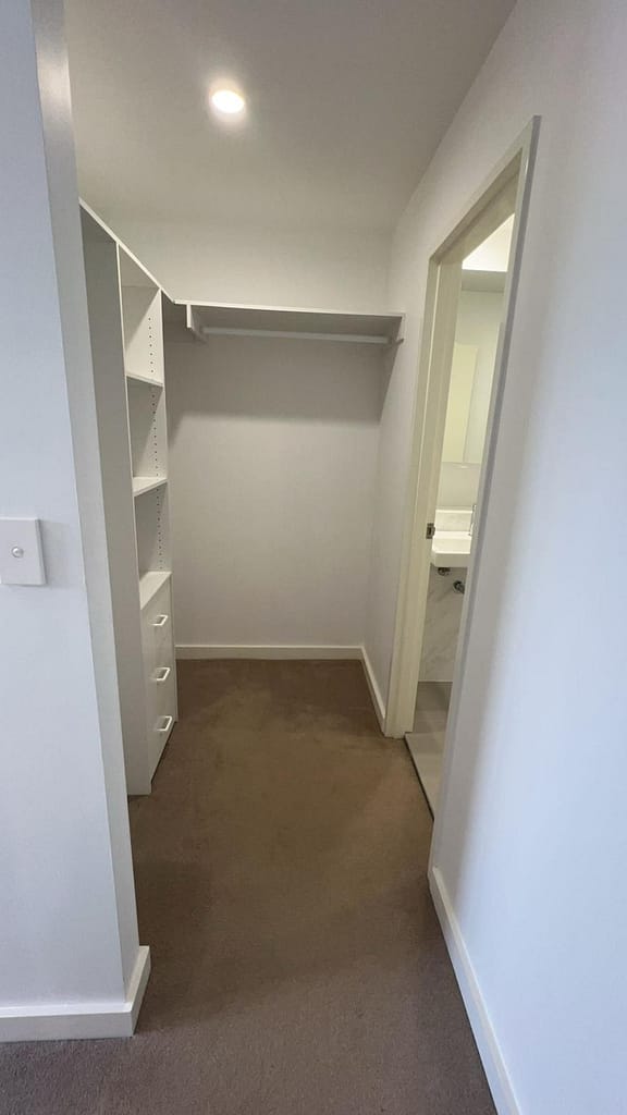 Before and after of a custom wardrobe installation project in a residential home